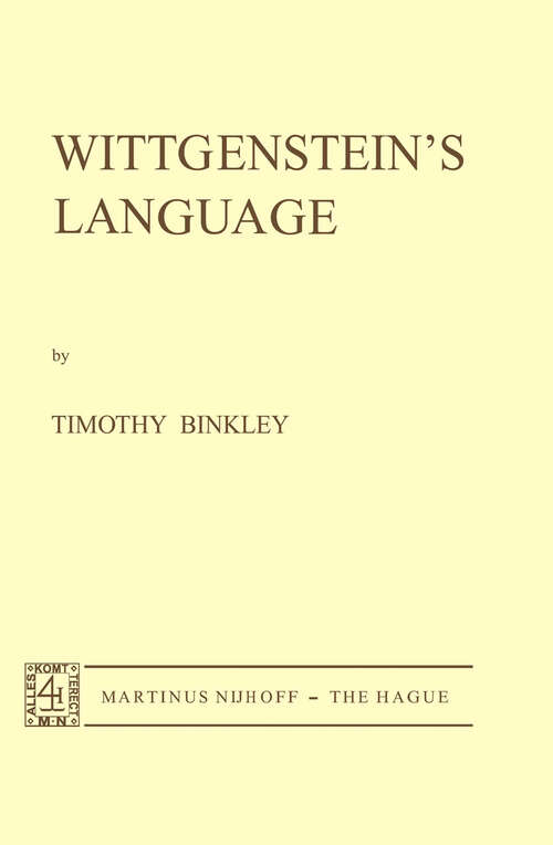 Book cover of Wittgenstein’s Language (1973)