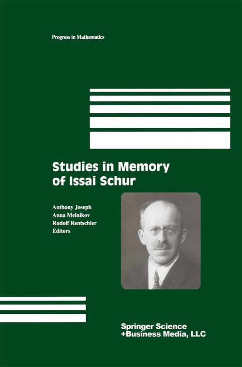 Book cover of Studies in Memory of Issai Schur (2003) (Progress in Mathematics #210)