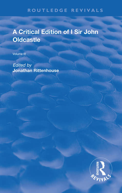 Book cover of A Critical Edition of I SIr John Oldcastle (Routledge Revivals)