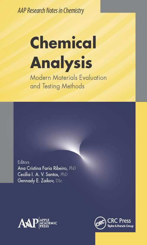 Book cover of Chemical Analysis: Modern Materials Evaluation and Testing Methods
