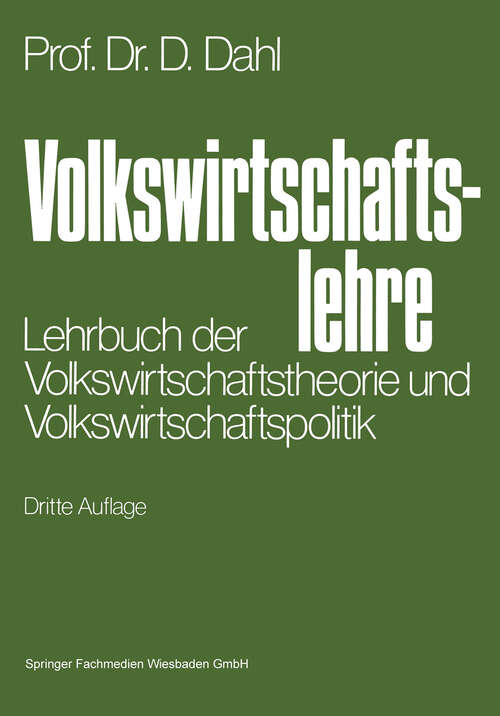 Book cover of Volkswirtschaftslehre: Lehrbuch der Volkswirtschaftstheorie und Volkswirtschaftspolitik (3. Aufl. 1977)