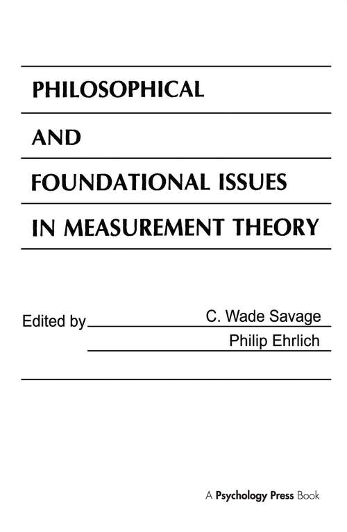 Book cover of Philosophical and Foundational Issues in Measurement Theory
