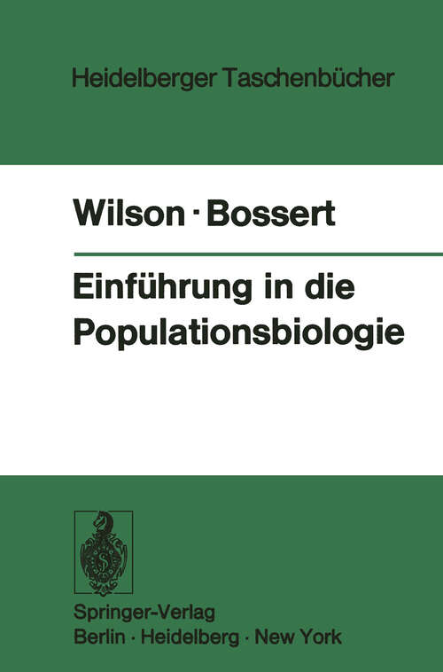Book cover of Einführung in die Populationsbiologie (1973) (Heidelberger Taschenbücher #133)