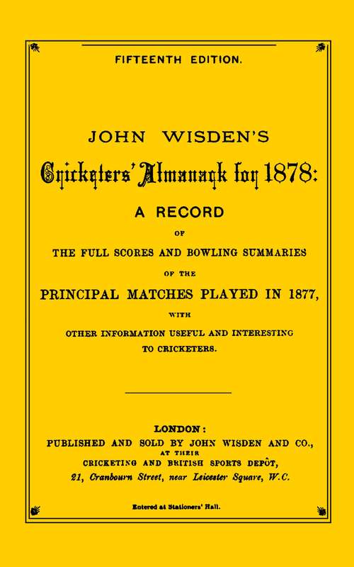 Book cover of Wisden Cricketers' Almanack 1878