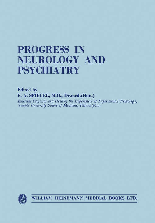Book cover of Progress in Neurology and Psychiatry: An Annual Review