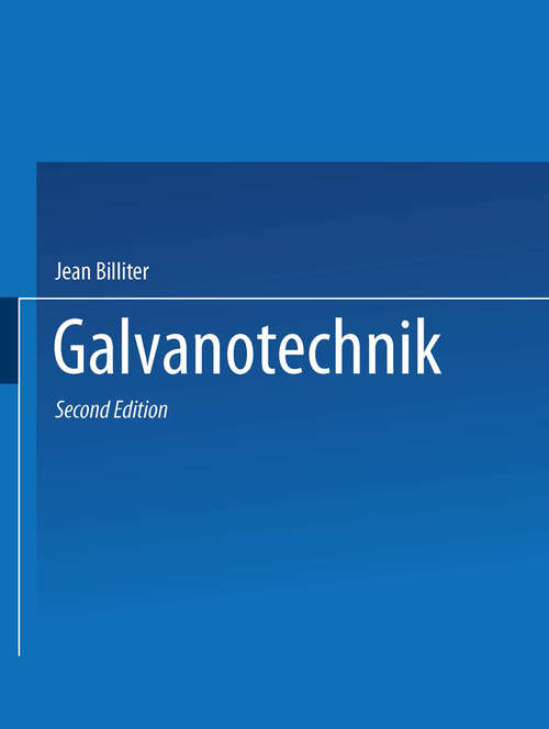 Book cover of Galvanotechnik (2. Aufl. 1957)