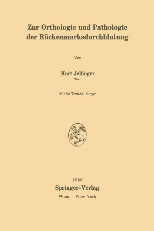 Book cover of Zur Orthologie und Pathologie der Rückenmarksdurchblutung (1966)