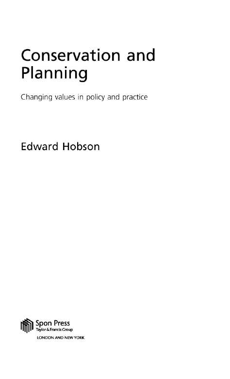 Book cover of Conservation and Planning: Changing Values in Policy and Practice