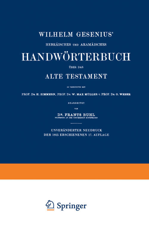 Book cover of Wilhelm Gesenius’ Hebräisches und Aramäisches Handwörterbuch über das Alte Testament (17. Aufl. 1915)