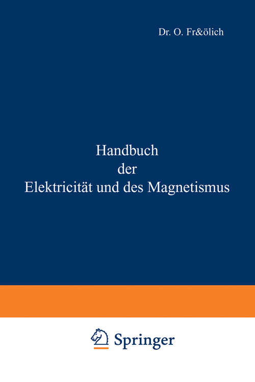 Book cover of Handbuch der Elektricität und des Magnetismus (2. Aufl. 1887)