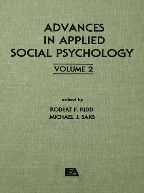 Book cover of Advances in Applied Social Psychology: Volume 2 (Applied Psychology Series)
