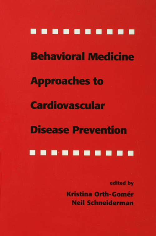 Book cover of Behavioral Medicine Approaches to Cardiovascular Disease Prevention