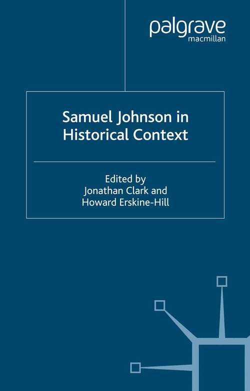 Book cover of Samuel Johnson in Historical Context (2002) (Studies in Modern History)