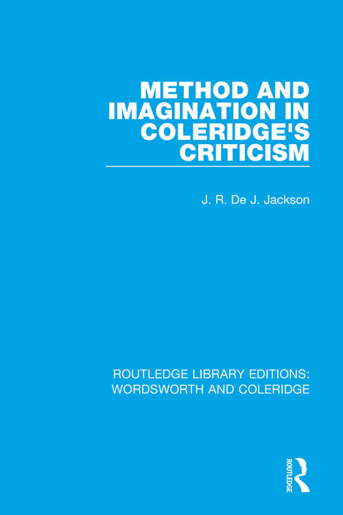 Book cover of Method and Imagination in Coleridge's Criticism (RLE: Wordsworth and Coleridge)