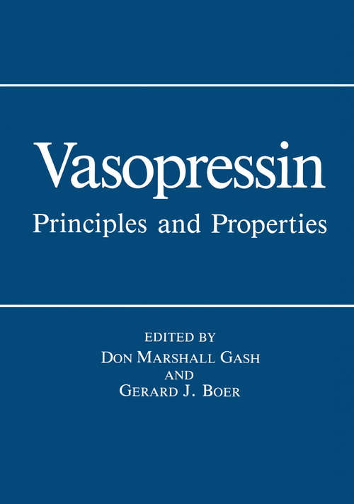 Book cover of Vasopressin: Principles and Properties (1987)