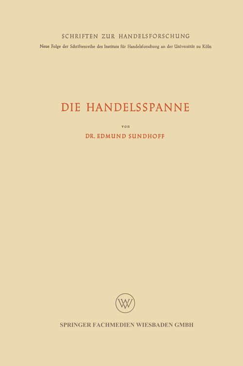 Book cover of Die Handelsspanne (1953)