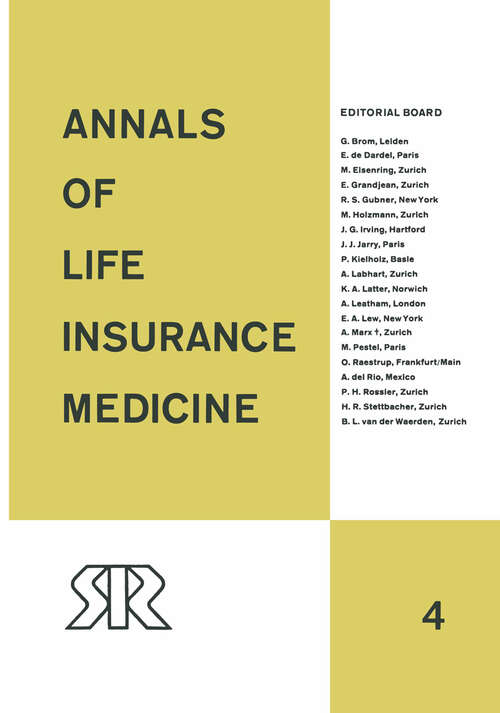 Book cover of Annals of Life Insurance Medicine: Volume 4 (1969)