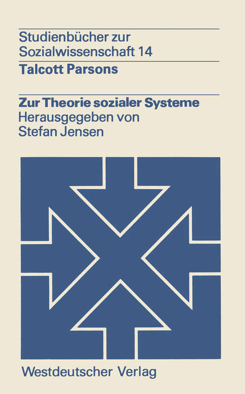 Book cover of Zur Theorie sozialer Systeme (1976) (Studienbücher zur Sozialwissenschaft #14)