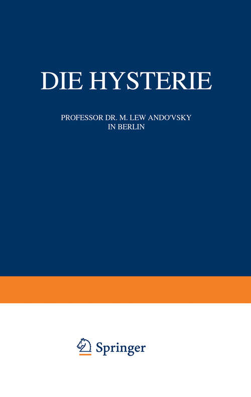 Book cover of Die Hysterie (1914)