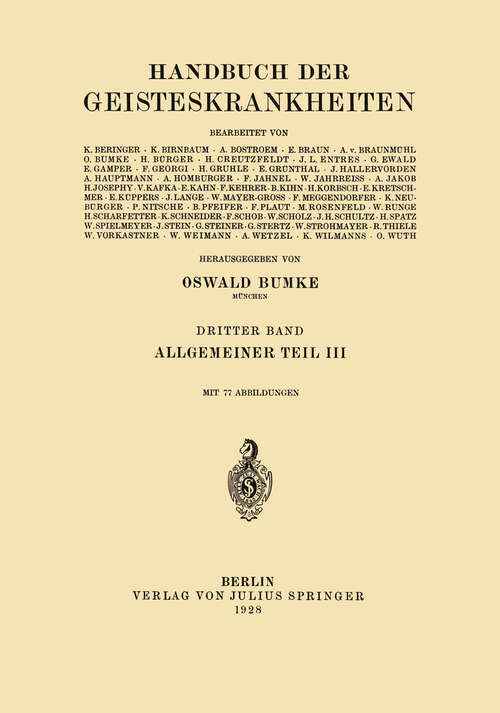 Book cover of Allgemeiner Teil: Dritter Teil: Körperliche Störungen (1928)