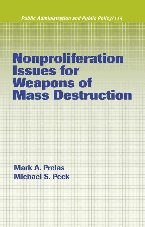 Book cover of Nonproliferation Issues For Weapons of Mass Destruction