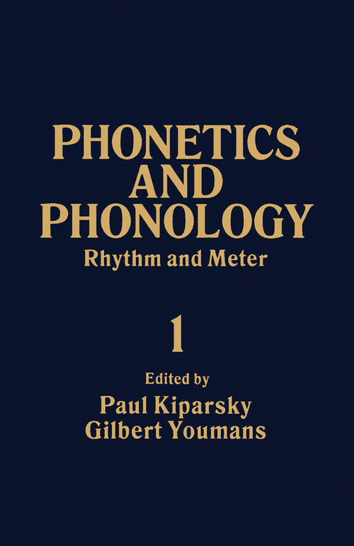 Book cover of Rhythm and Meter: Phonetics and Phonology, Vol. 1