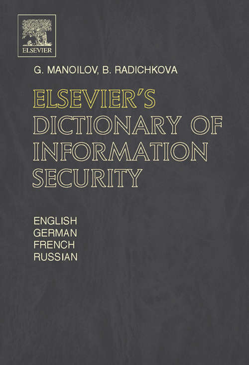 Book cover of Elsevier's Dictionary of Information Security