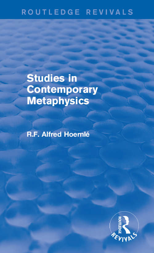 Book cover of Studies in Contemporary Metaphysics (Routledge Revivals)