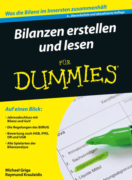 Book cover of Bilanzen erstellen und lesen für Dummies (4., überarbeitete und aktualisierte Auflage) (Für Dummies)
