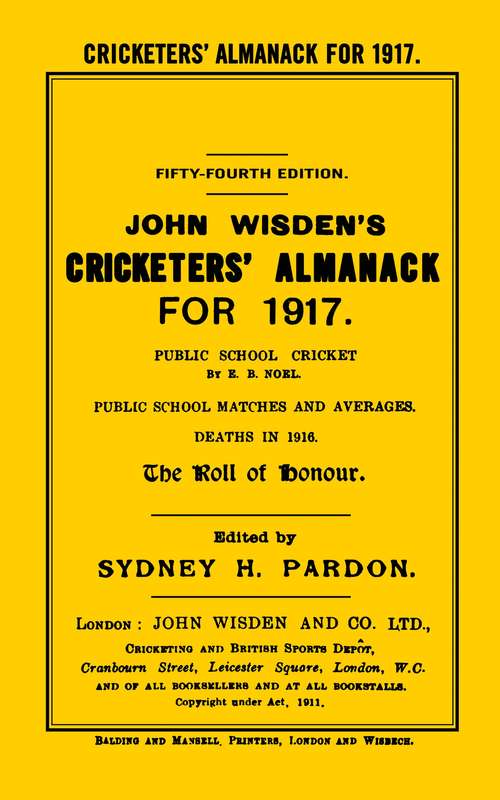 Book cover of Wisden Cricketers' Almanack 1917