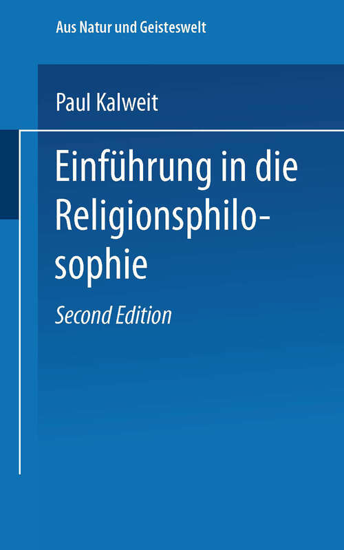 Book cover of Einführung in die Religionsphilosophie (2. Aufl. 1921) (Aus Natur und Geisteswelt #225)