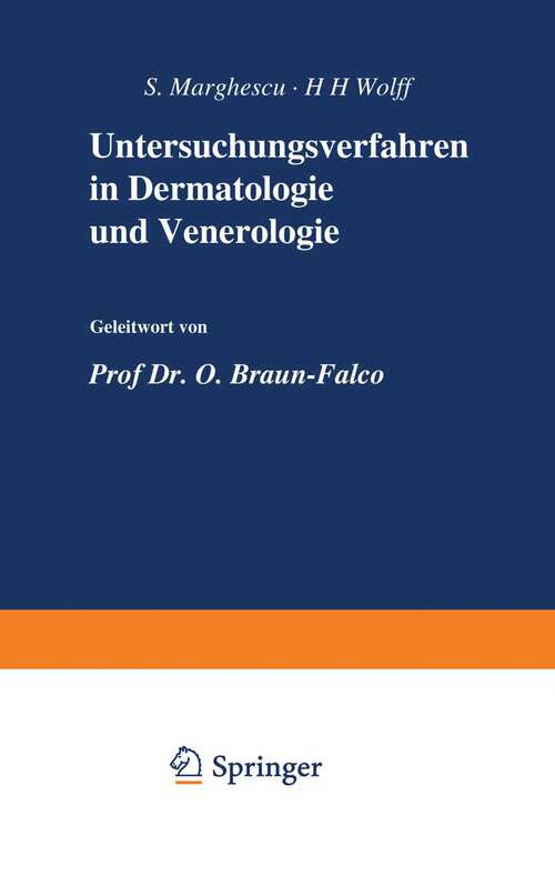 Book cover of Untersuchungsverfahren in Dermatologie und Venerologie (1975)