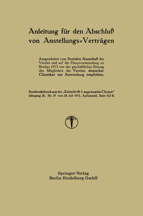 Book cover of Anleitung für den Abschluß von Anstellungs-Verträgen (1913)