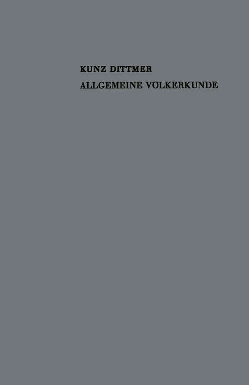 Book cover of Allgemeine Völkerkunde: Formen und Entwicklung der Kultur (1954)