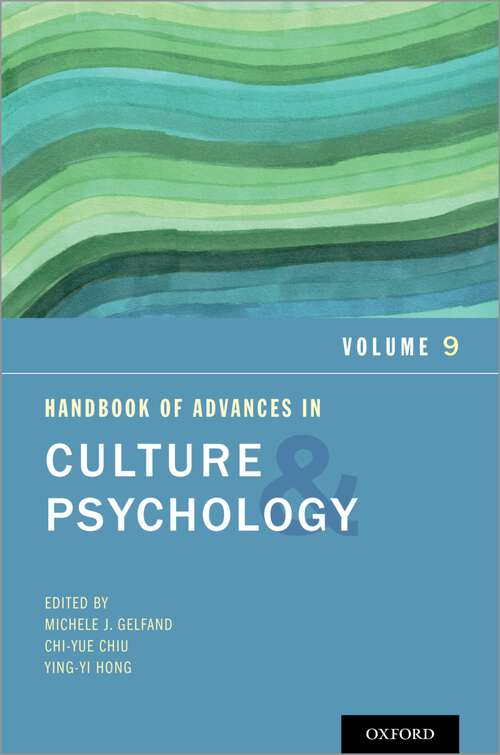 Book cover of Handbook of Advances in Culture and Psychology: Volume 9 (Advances in Culture and Psychology)