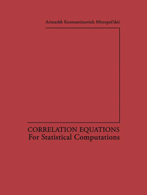 Book cover of Correlation Equations: For Statistical Computations (1966)