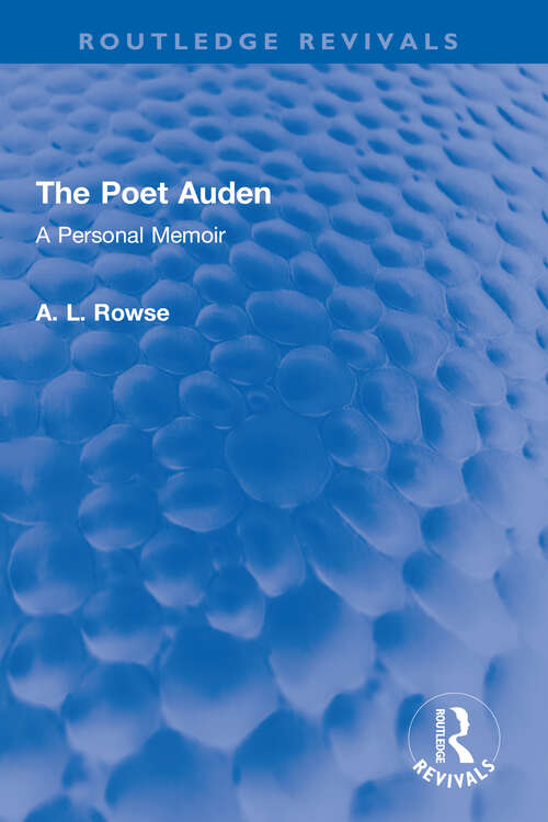 Book cover of The Poet Auden: A Personal Memoir (Routledge Revivals)