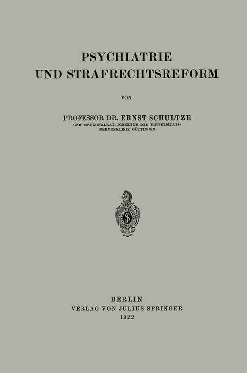 Book cover of Psychiatrie und Strafrechtsreform (1922)