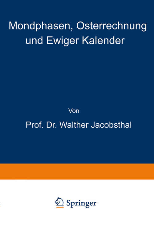 Book cover of Mondphasen, Osterrechnung und Ewiger Kalender (1917)