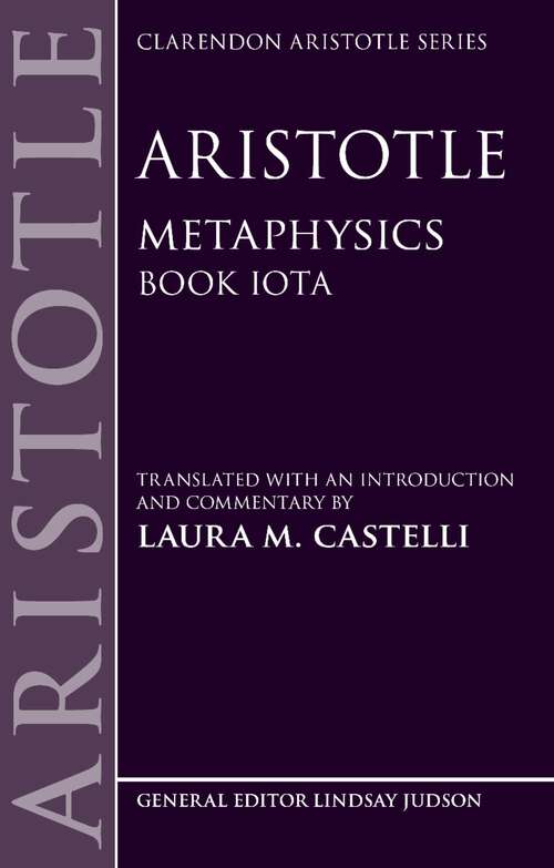 Book cover of Aristotle: Book Iota