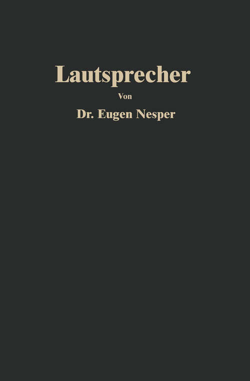 Book cover of Lautsprecher (1925) (Bibliothek des Radio Amateurs (geschlossen) #22)