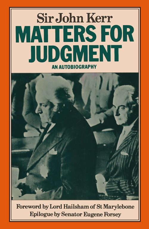 Book cover of Matters for Judgment: An Autobiography (1st ed. 1978)