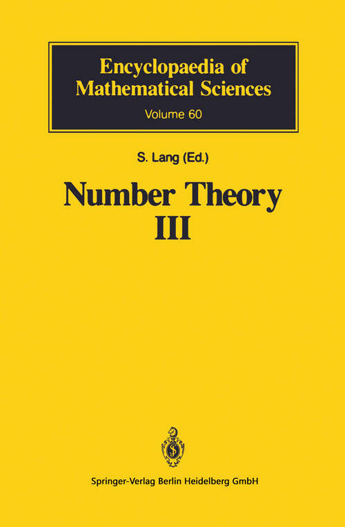 Book cover of Number Theory III: Diophantine Geometry (1991) (Encyclopaedia of Mathematical Sciences #60)