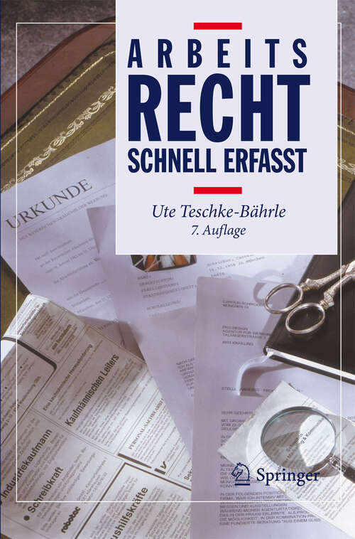 Book cover of Arbeitsrecht - Schnell erfasst (7. Aufl. 2011) (Recht - schnell erfasst)