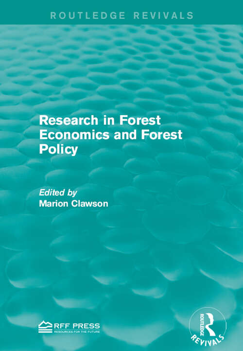 Book cover of Research in Forest Economics and Forest Policy (Routledge Revivals)