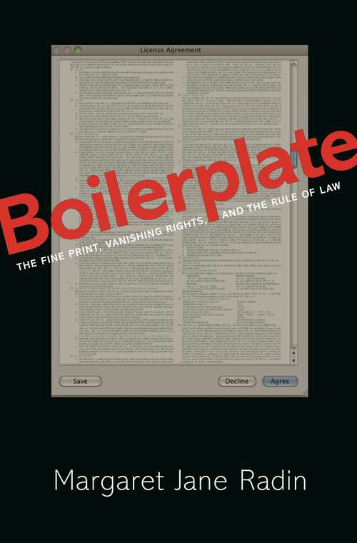 Book cover of Boilerplate: The Fine Print, Vanishing Rights, and the Rule of Law