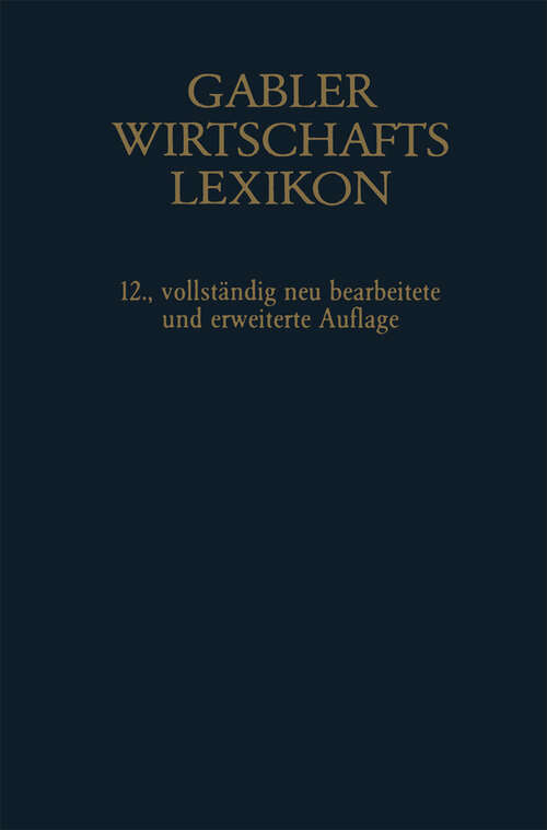 Book cover of Gablers Wirtschafts Lexikon (12. Aufl. 1988)