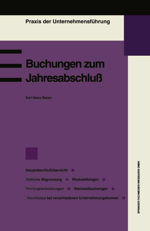 Book cover of Buchungen zum Jahresabschluß (1995)