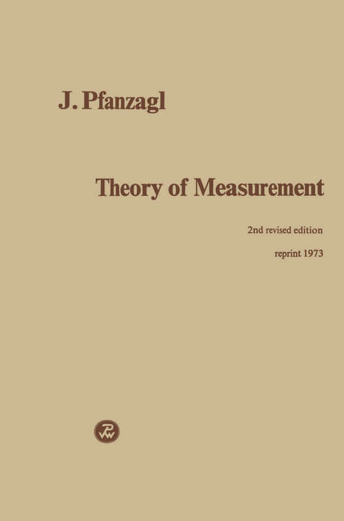 Book cover of Theory of Measurement (2nd ed. 1971)