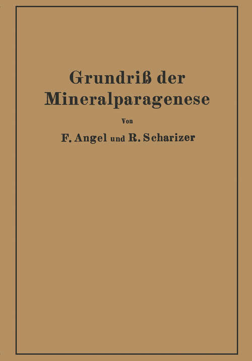 Book cover of Grundriß der Mineralparagenese (1932)